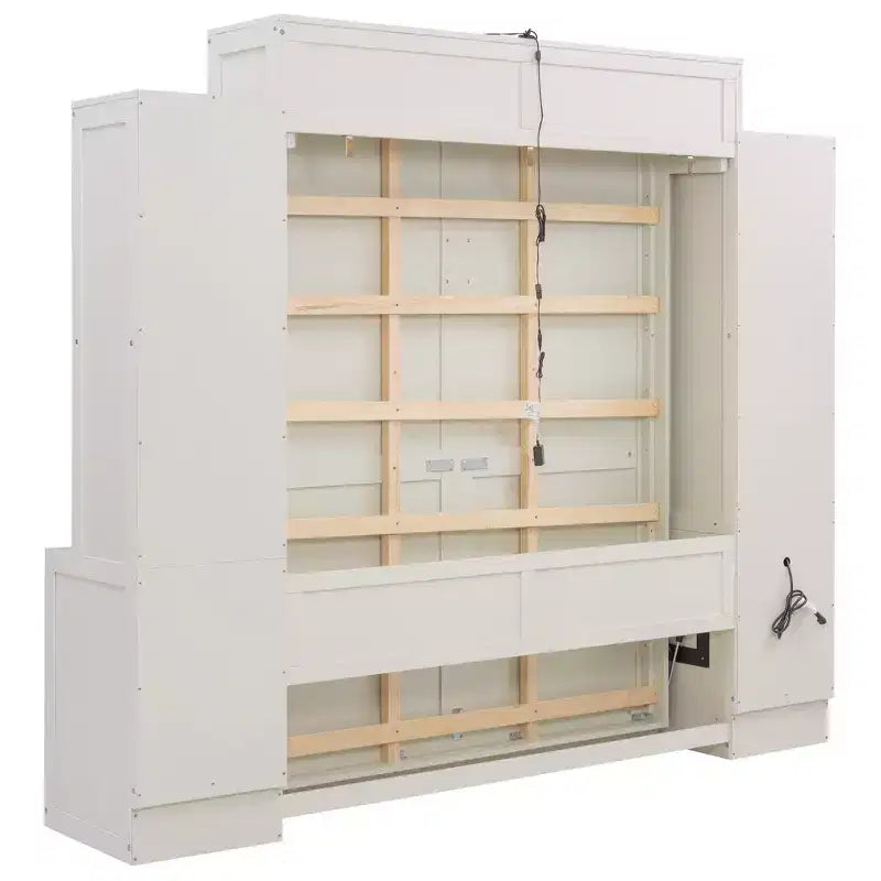 Queen Size Murphy Bed Space-Saving Wall Bed with Desk, Storage Cabinet & Bookshelf - ModernLuxe