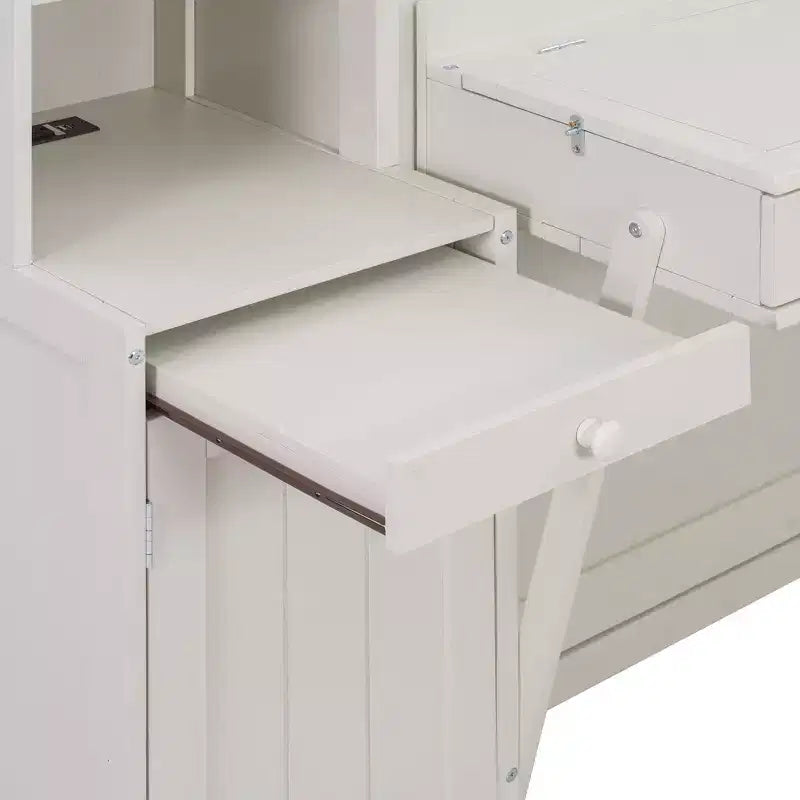 Queen Size Murphy Bed Space-Saving Wall Bed with Desk, Storage Cabinet & Bookshelf - ModernLuxe