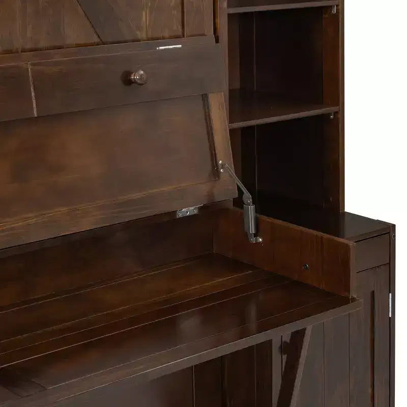 Queen Size Murphy Bed Space-Saving Wall Bed with Desk, Storage Cabinet & Bookshelf - ModernLuxe